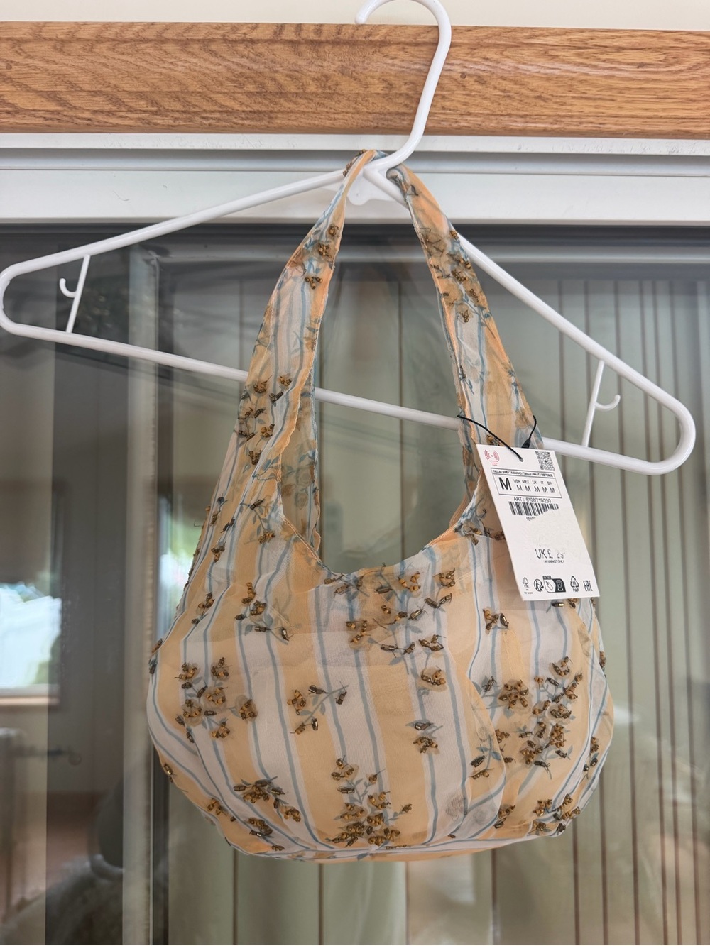 Zara Yellow Floral Stripe Shoulder Bag